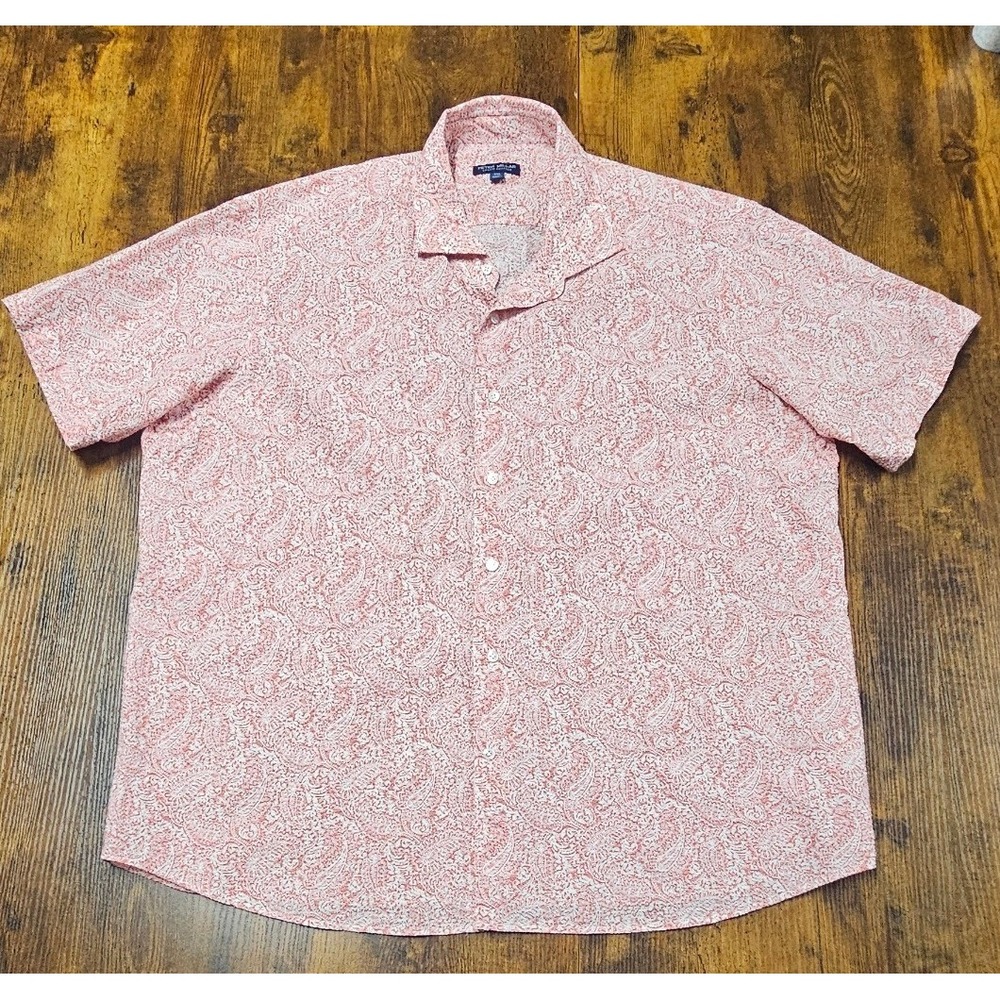 Peter Millar Crown Crafted Bayhops XL Red Paisley Short Sleeve Button Down Shirt